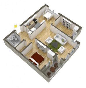 2 planos de apartamentos pequeños de dos habitaciones para inspirarte